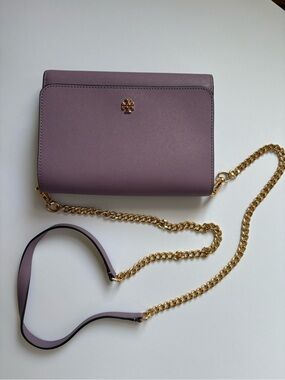 Tory Burch Lilac Emerson Chain Wallet with Gold Chain